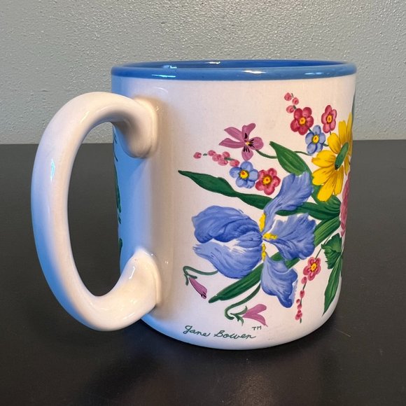 Pair of Vintage FIB Flowers Inc. Balloons Floral Mugs w/ Artwork by Jane Bowen - Picture 6 of 14